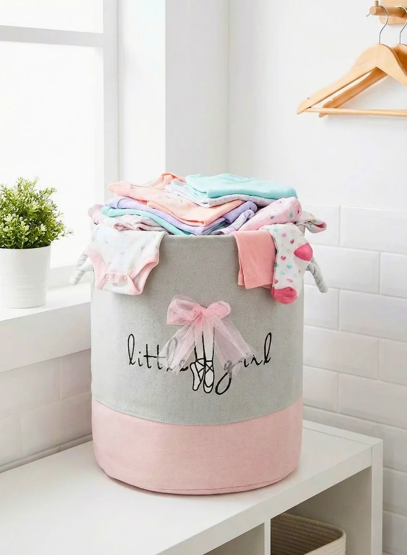 1Chase Ballet Bow Kids Laundry Basket Canvas Storage Organizer – Ballet Bow Design, Foldable Toy and Clothes Hamper with Handles  | Best Price UAE